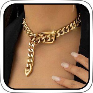 Chunky Choker Necklaces Gold Belt Chain Necklace Thick Necklace